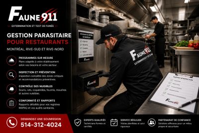 Gestion Parasitaire pour Restaurants – Montréal, Rive-Sud et Rive-Nord