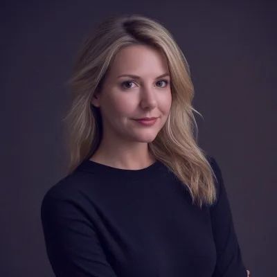 A smiling woman, female speaker