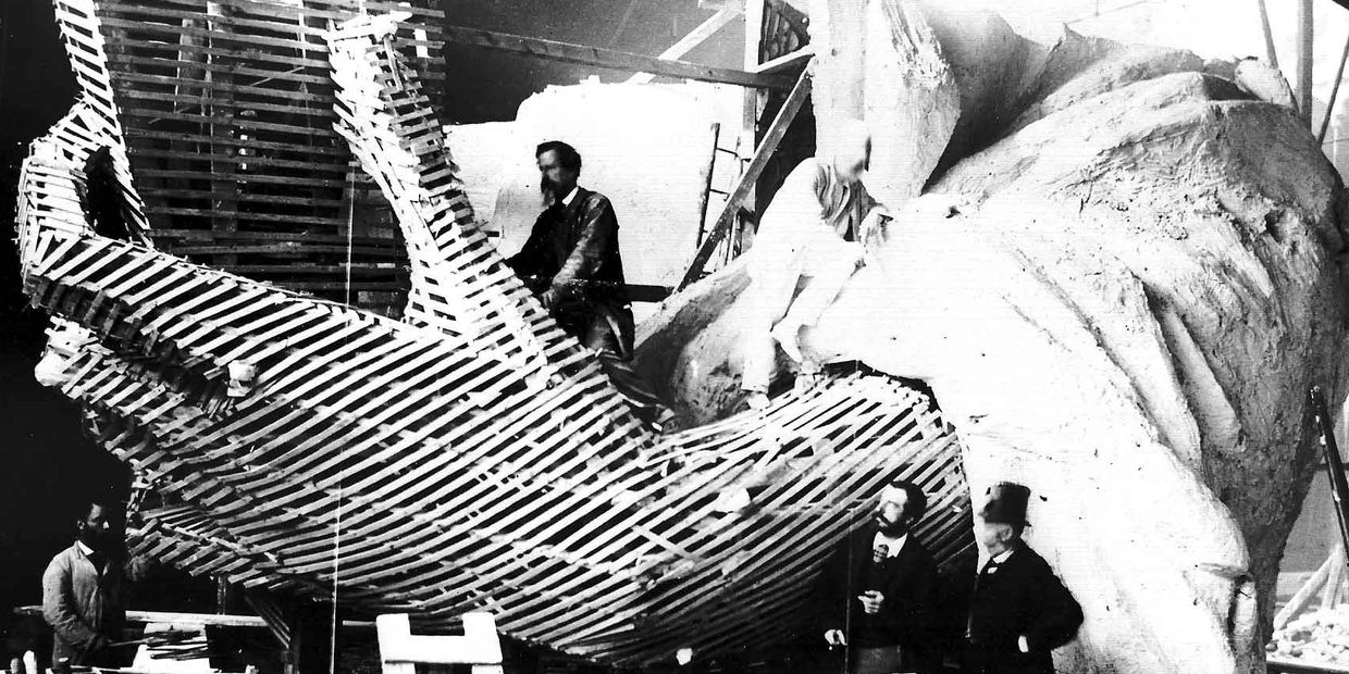 Construction of the Statue of Liberty tablet. Frederic Auguste Bartholdi.