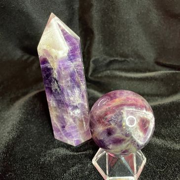 Dream amethyst tower and sphere