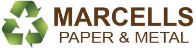 Marcells Paper and metal logo with recycle icon