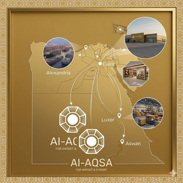 Map of Egypt highlighting Al-AC and Al-AQSA locations with images and city connections.