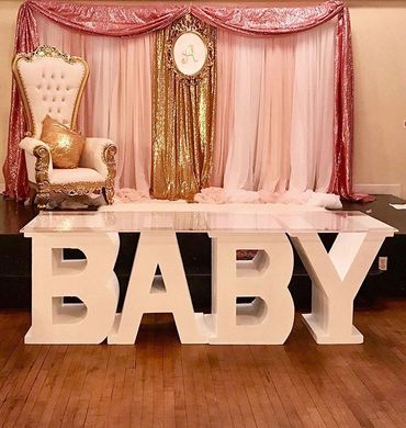 Baby letter table with clear top