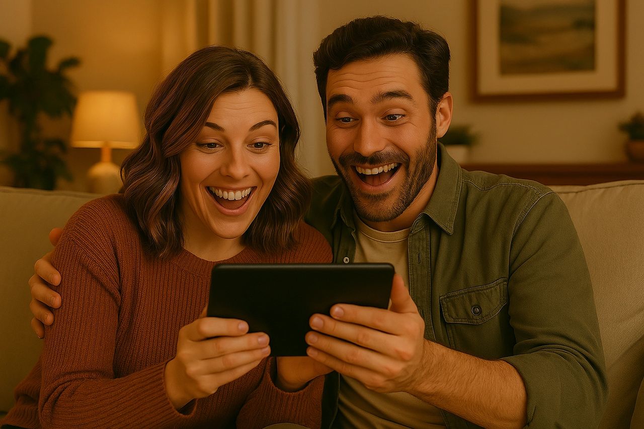 Two people using the Capitol One Shopping app.