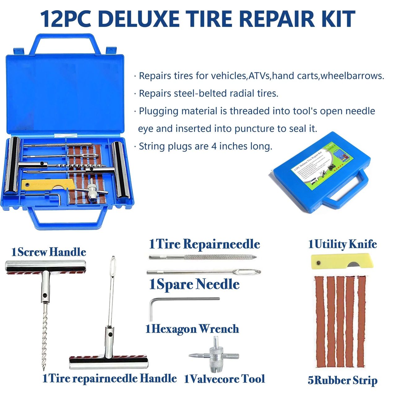 Picture Of A 12 Piece Tire Repair Kit