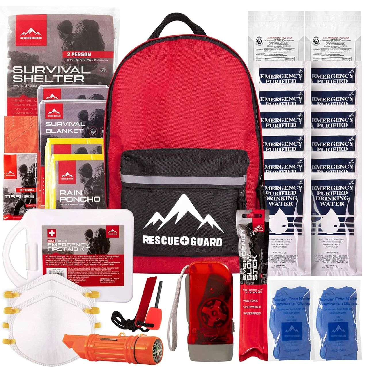 First Aid Kit Hurricane Disaster or Earthquake Emergency Survival Bug Out Bag Supplies for Families - 72 Hours of Disaster Preparedness Supplies