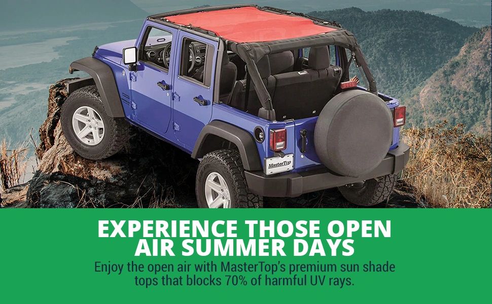 These “summer soft tops” are constructed of Durable 25oz Sail Cloth Soft Top Fabric and feature no-drill installation directly to your sport bar using straps, buckles, and hook & loop fasteners.
