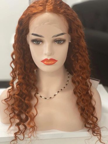 13X4 Deep Wave Ginger/Orange Human Hair Wig