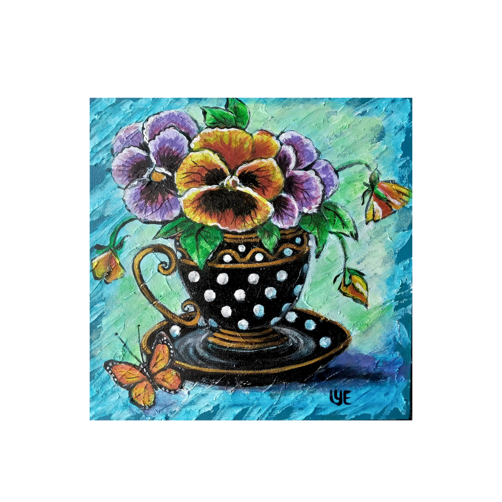 Pansies in a Cup  - 1 