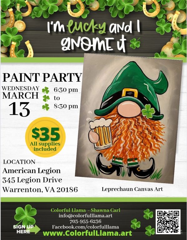 Leprechaun Canvas Art
March 13, 2024 
6:30PM - 8:30PM