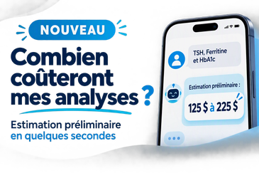 Annonce de nouveau service d'estimation du coût des analyses médicales.