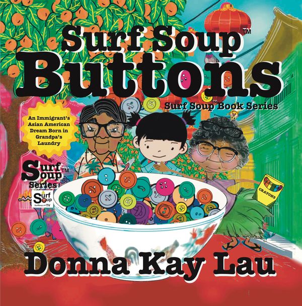 Buttons Surf Soup® children’s book series logo by Donna Kay Lau