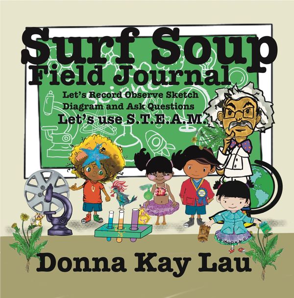 Surf Sioup field journal cover kids on cover of book with science project