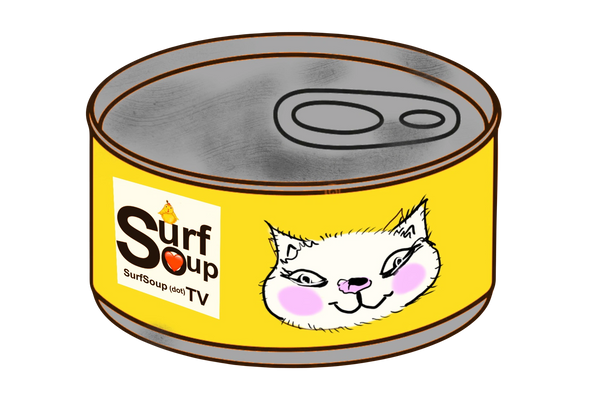 SurfsUp Branding in licensing cat food from the cartoon, animated short buttons by Donna K Lau