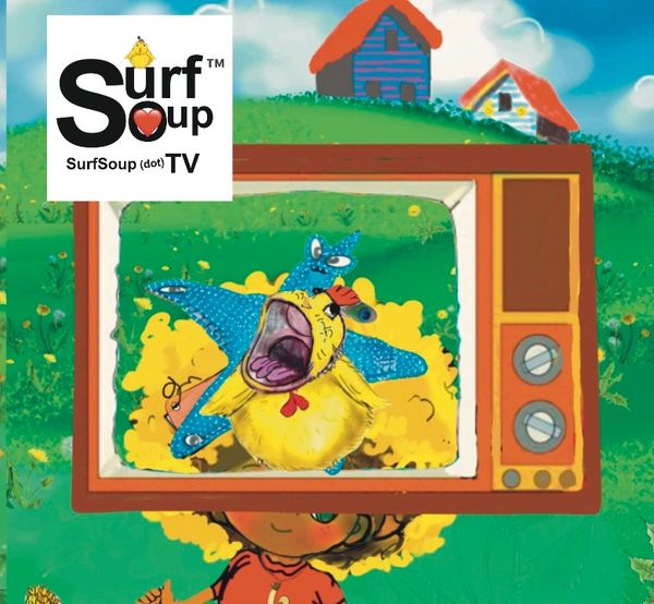Surf Soup® TV series promotional image with Koa surfing waves
