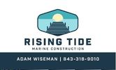 Logo for Rising Tide Marine Construction with contact details.