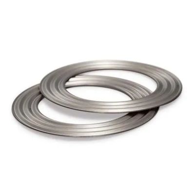 Two metal gaskets stacked.