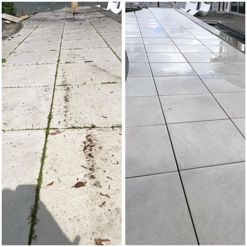 Patio pavers before professional power washing