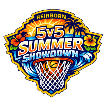 Colorful logo for Heirborn 5v5 Summer Showdown basketball event.