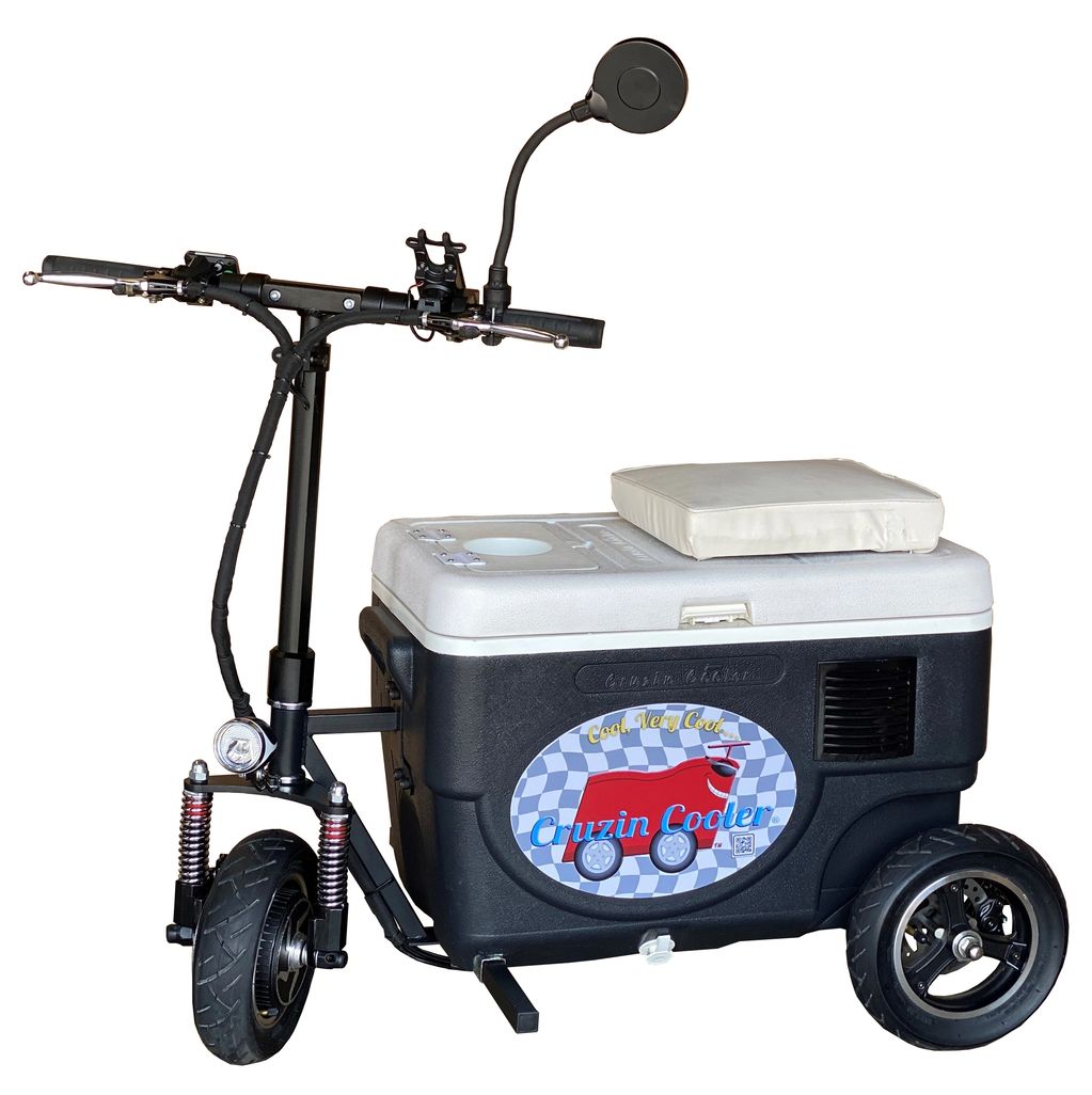 The Cruzin Cooler® Sport X.  The Coolest 3 wheel electric vehicle with an ice cooler.