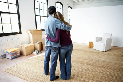 Couple enjoying a decluttered space in their home
