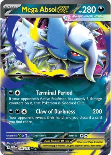Mega Absol EX Pokemon card with 280 HP and powerful attacks.