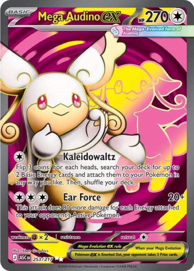 Mega Audino EX Pokémon card with 270 HP.