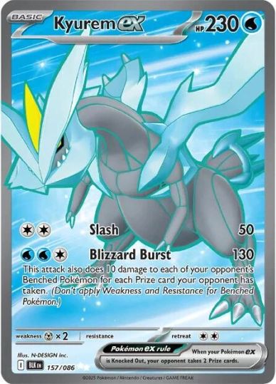 Kyurem EX Pokémon trading card with water-type moves and 230 HP.