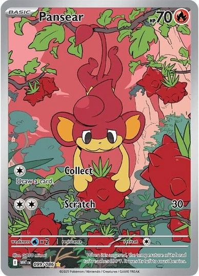 Pansear Pokémon card with 70 HP and Fire type.