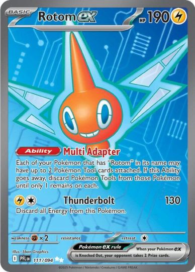 Rotom ex Pokémon card with Thunderbolt attack.