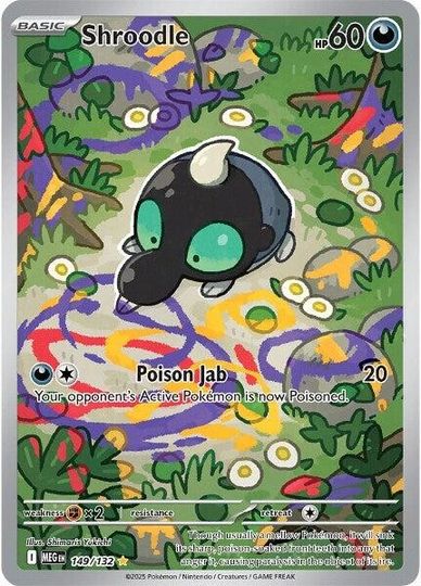 A Shroodle Pokémon card from Mega series.