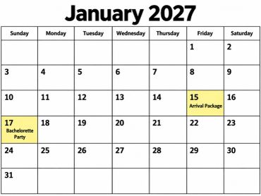 January 2027 calendar with marked events on 15th and 17th.