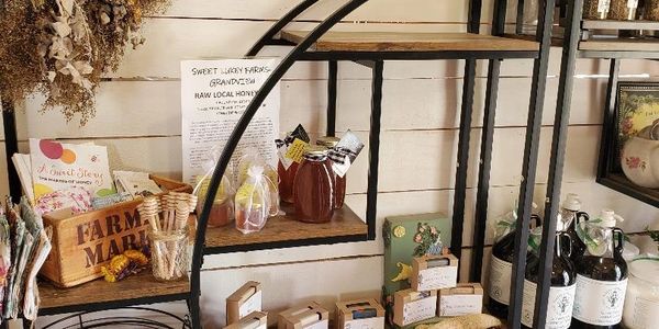jars of honey, bar soaps, laundry soap jugs.