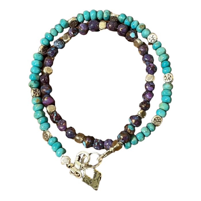 Blue and purple turquoise bracelet