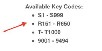 Available lock key codes