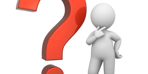 3D figure pondering next to a large red question mark.