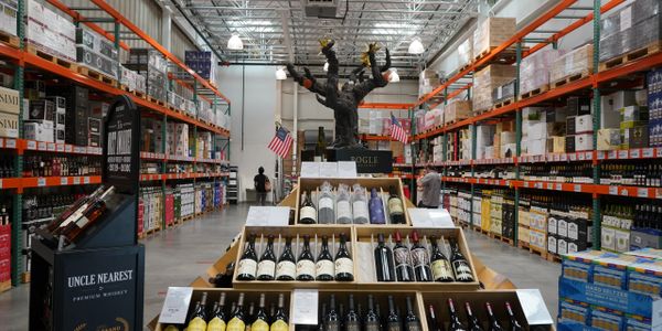 Interior view looking towards the fine wine section.