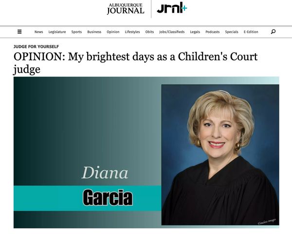 Portrait of Diana Garcia, Children's Court judge, featured in an opinion article.