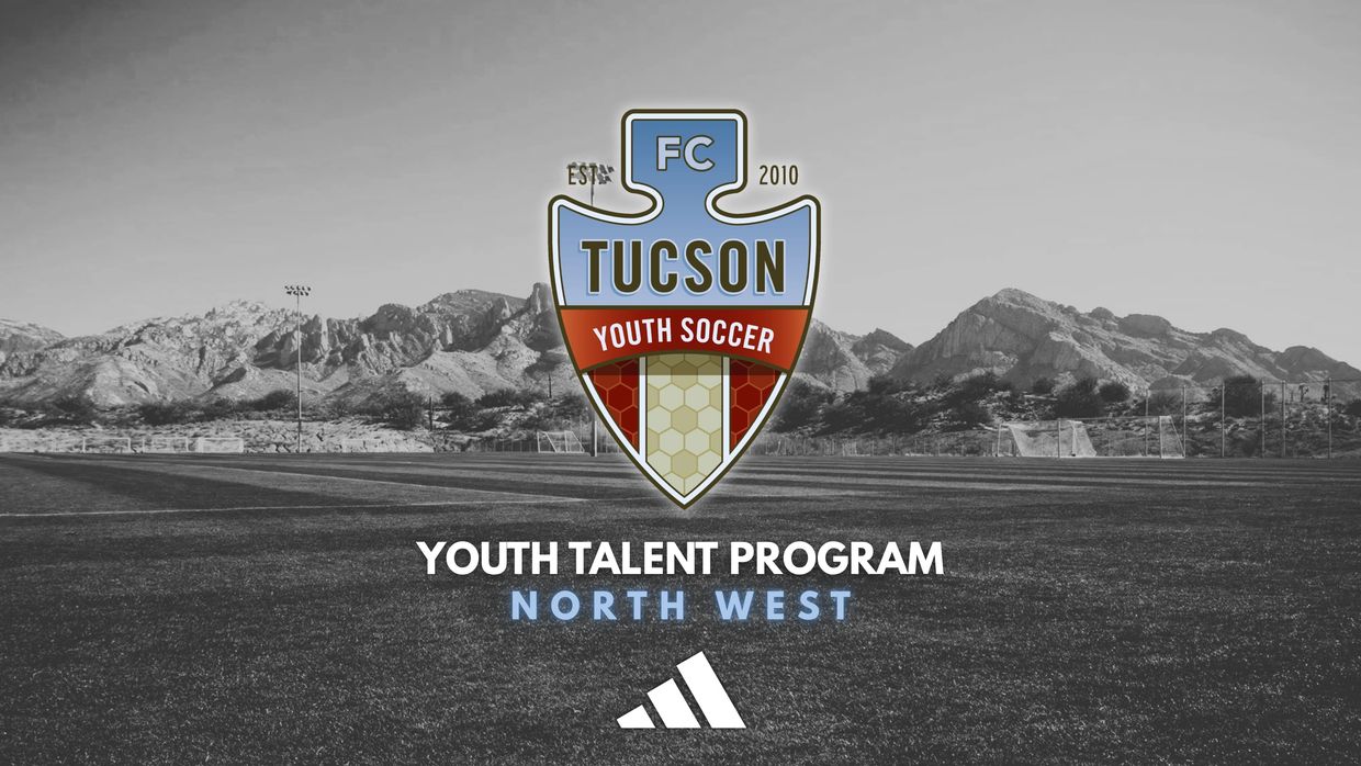 FC Tucson Youth Soccer logo with mountain background.