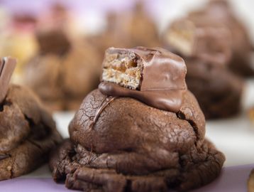 Snickers stuffed cookie with peanut butter