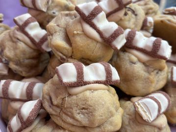 Kinder Bueno inspired stuffed cookie with Nutella and Caramilk