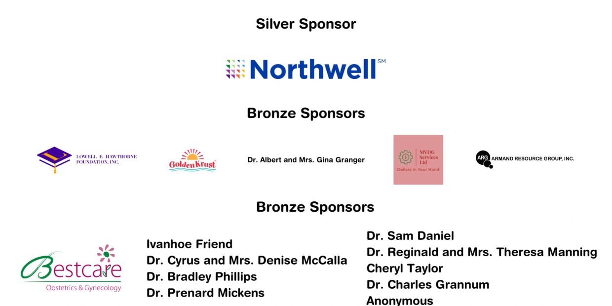 Sponsors list featuring Northwell as Silver Sponsor and various Bronze Sponsors including foundations and individuals.