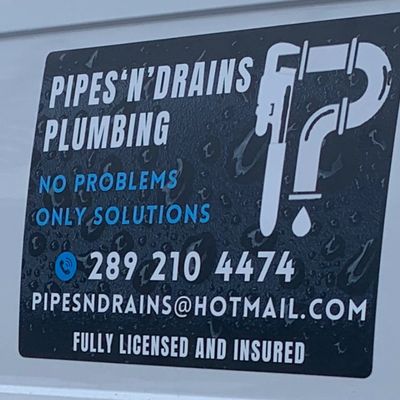 Plumbing service advertisement with contact details and slogan.