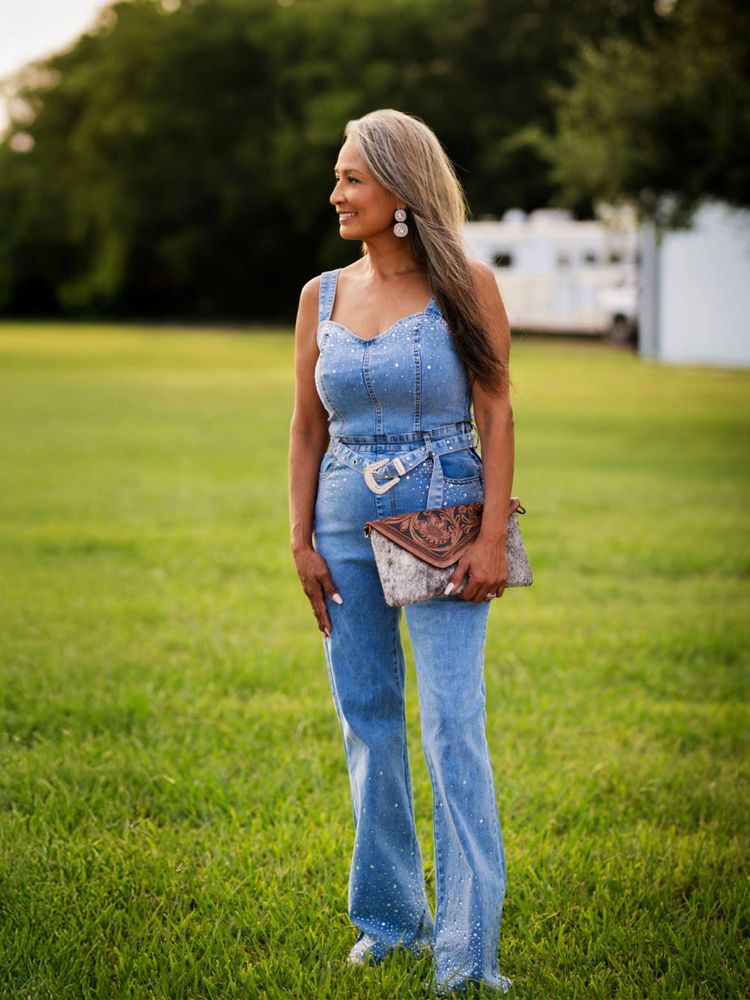 A woman giving still for photo
