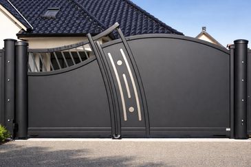 Modern iron main gate, rust-resistant powder-coated design for home entrances in Darbhanga.