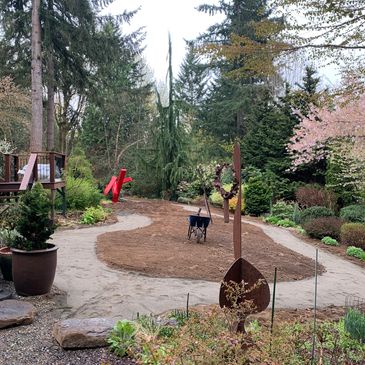 Removed a back lawn to create a walking path around the perimeter of the new planting beds. 