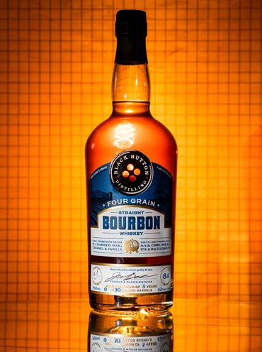 bottle of bourbon nicely lit