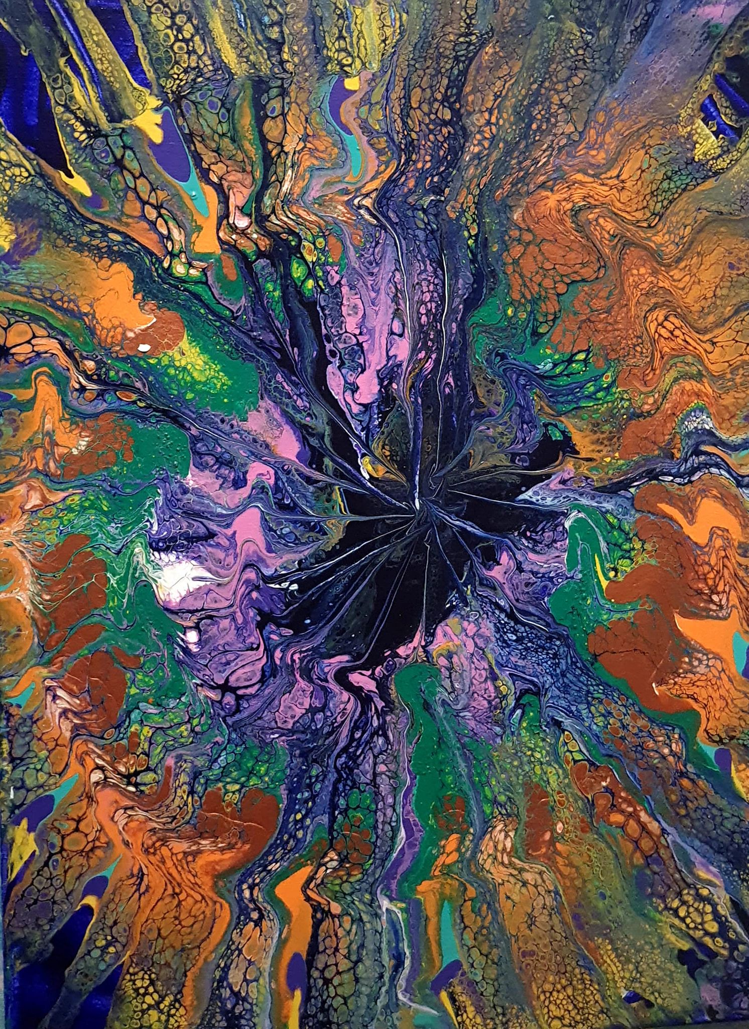 Colorful eruption in the night sky.