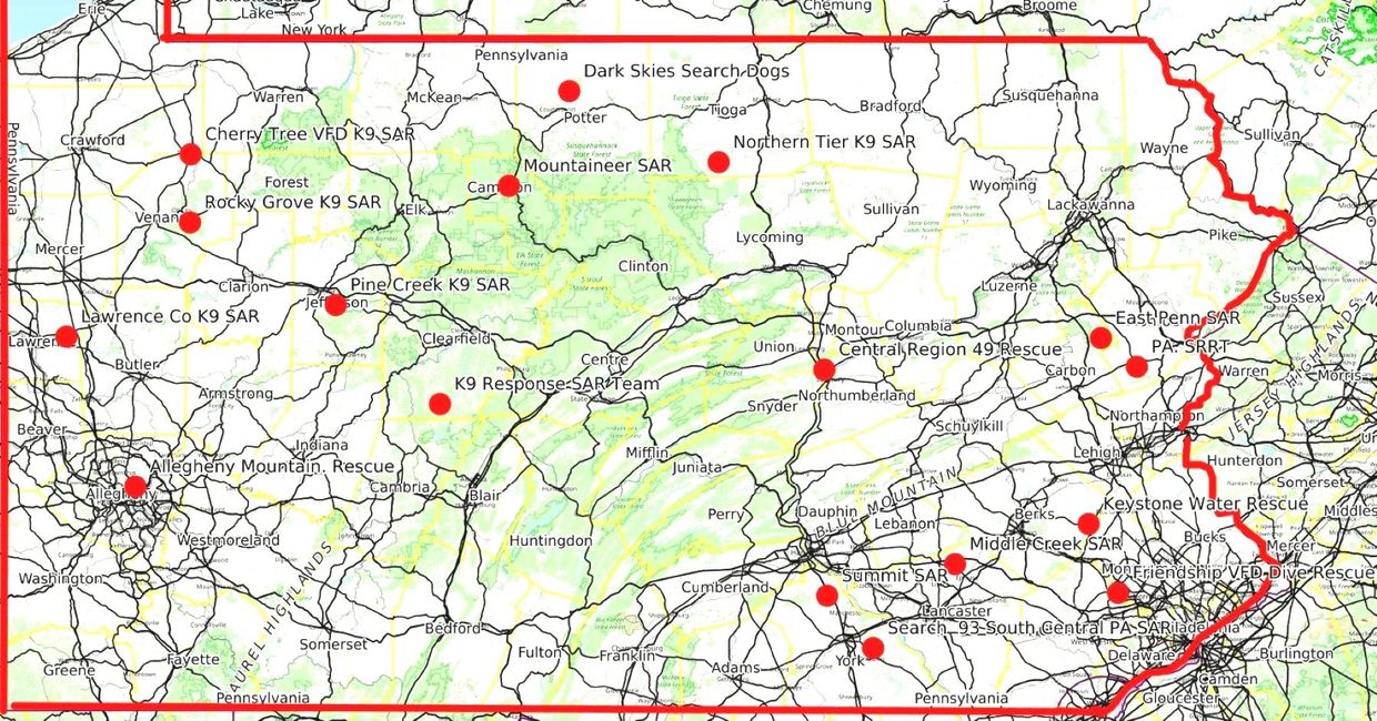 PA SEARCH & RESCUE TEAMS