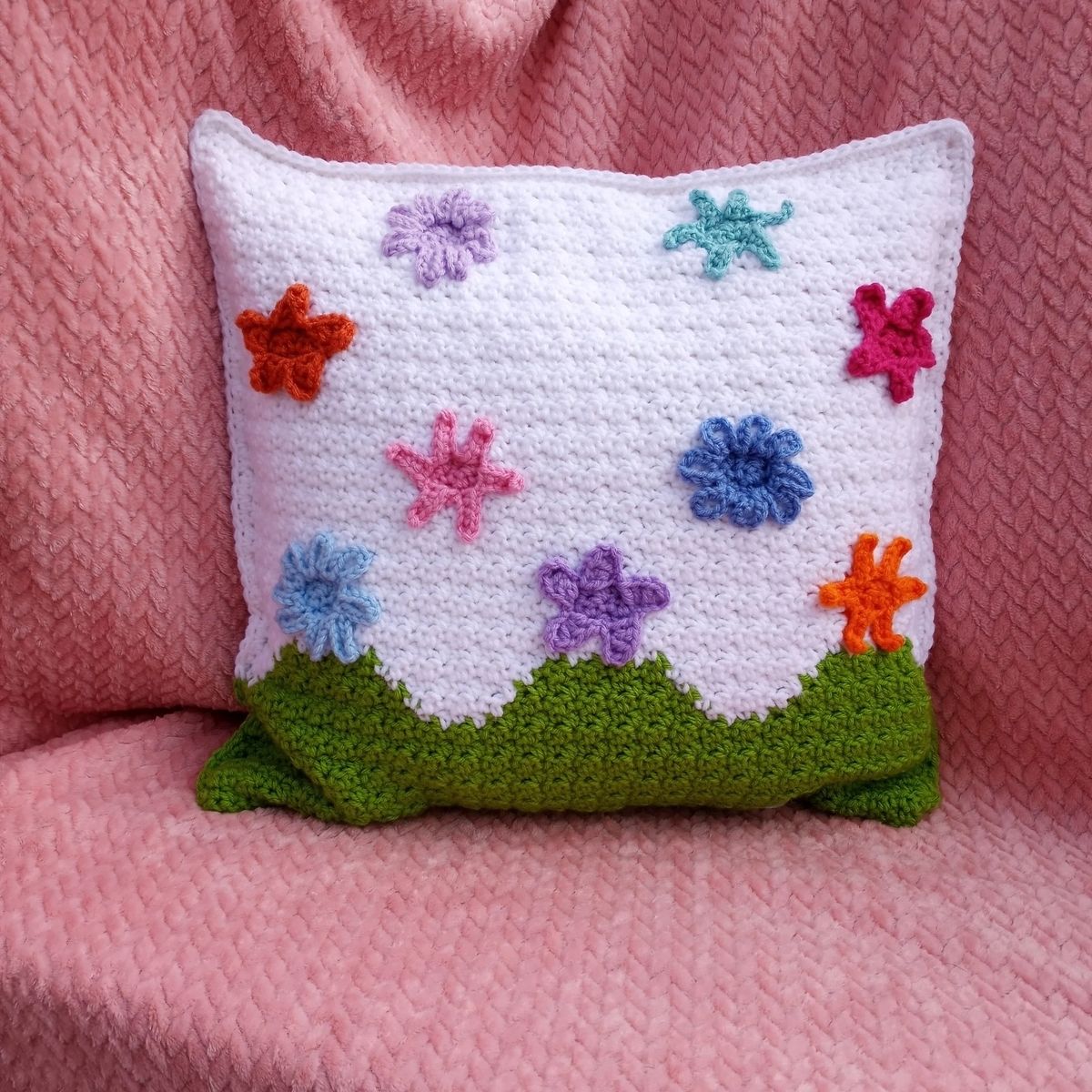 Spring Flowers pillow/cover pdf crochet pattern